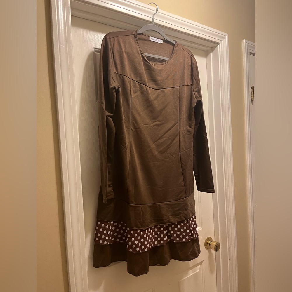 Misslook xxl brown dress with polka dots